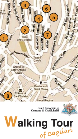 walking-tour-of-Cagliari-map Itinerario del Walking Tour of Cagliari